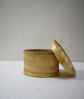 Mini Round Bamboo Storage Box - 4*3 Inch (#EFBH0014-00)