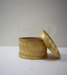Mini Round Bamboo Storage Box - 4*3 Inch (#EFBH0014-00)