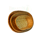 Set Of 3 Bamboo Oval Shaped Basket/Tokri :- Small - 6*10 Inch, Medium - 8*12 Inch, large - 10*14 Inch (#EFBH0074-00)