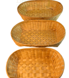 Set Of 3 Bamboo Oval Shaped Basket/Tokri :- Small - 6*10 Inch, Medium - 8*12 Inch, large - 10*14 Inch (#EFBH0074-00)