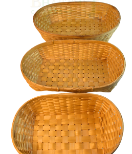 Set Of 3 Bamboo Oval Shaped Basket/Tokri :- Small - 6*10 Inch, Medium - 8*12 Inch, large - 10*14 Inch (#EFBH0074-00)