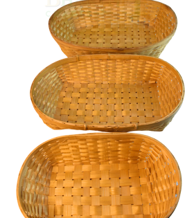 Set Of 3 Bamboo Oval Shaped Basket/Tokri :- Small - 6*10 Inch, Medium - 8*12 Inch, large - 10*14 Inch (#EFBH0074-00)