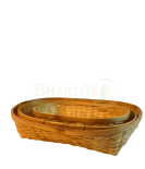 Set Of 3 Bamboo Oval Shaped Basket/Tokri :- Small - 6*10 Inch, Medium - 8*12 Inch, large - 10*14 Inch (#EFBH0074-00)