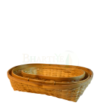 Set Of 3 Bamboo Oval Shaped Basket/Tokri :- Small - 6*10 Inch, Medium - 8*12 Inch, large - 10*14 Inch (#EFBH0074-00)