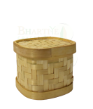 Woven Bamboo Basket/Tokri With a Lid(Medium) - 5*5*4 Inch (#EFBH0032-01)