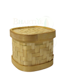 Woven Bamboo Basket/Tokri With a Lid(Medium) - 5*5*4 Inch (#EFBH0032-01)