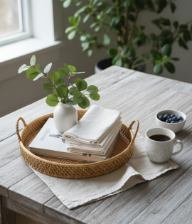 Handwoven Cane Serving Tray – Natural Rectangular Design Set of 2 (#CP0008) |