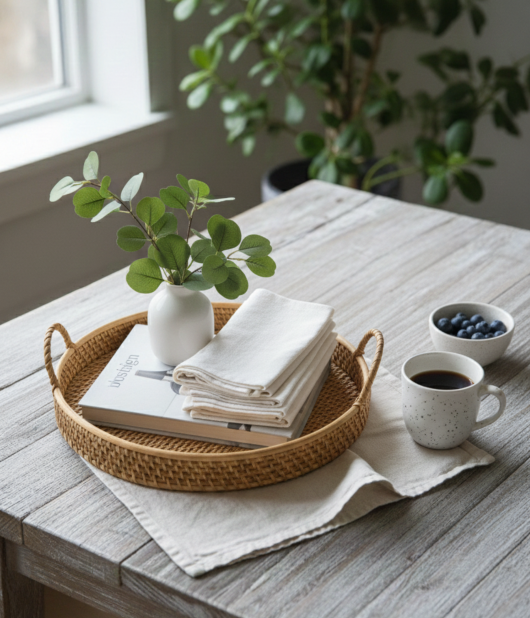 Handwoven Cane Serving Tray – Natural Rectangular Design Set of 2 (#CP0008) |