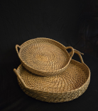 Handwoven Cane Serving Tray – Natural Rectangular Design Set of 2 (#CP0008) |