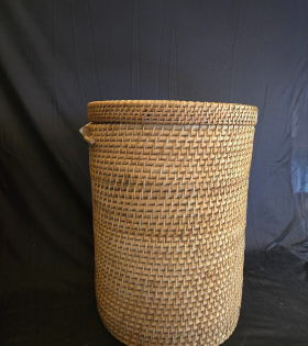Handwoven Round Cane Laundry Basket – Natural Storage Solution (#CP002) -Medium