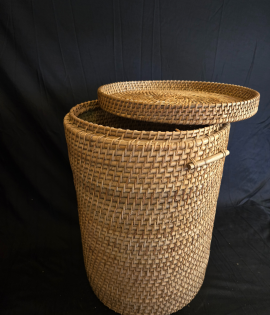 Handwoven Round Cane Laundry Basket – Natural Storage Solution (#CP001) -Big