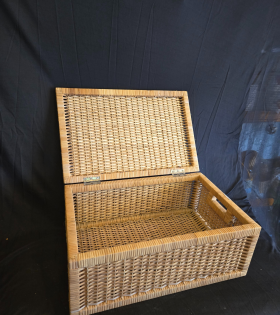 Handwoven Rectangular Cane Basket with Lid – Storage Organizer (#CP0020)