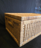 Handwoven Rectangular Cane Basket with Lid – Storage Organizer (#CP0020)