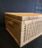 Handwoven Rectangular Cane Basket with Lid – Storage Organizer (#CP0020)