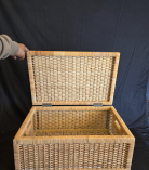 Handwoven Rectangular Cane Basket with Lid – Storage Organizer (#CP0020)