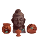 Clay Buddha Statue ,Sankh cover Deepak, Agarbbati stand ,Karpur Kamphor Diffuser