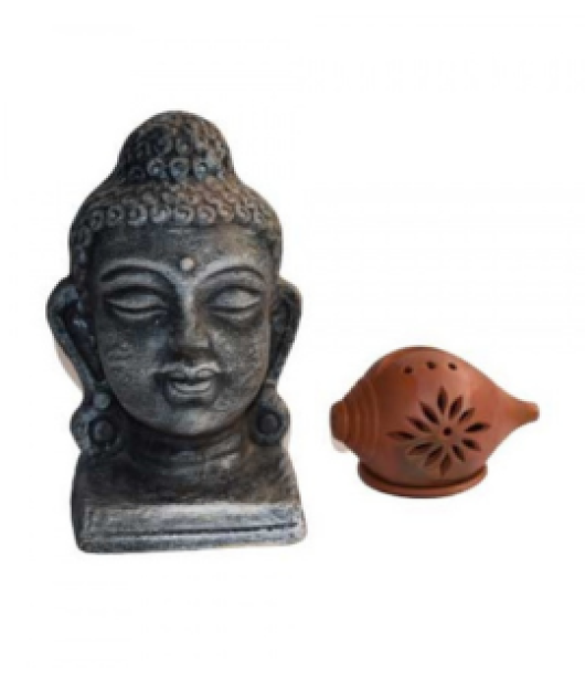 Clay Buddha Statue 1pc and Sankh Cover Diya