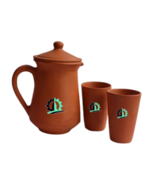 Clay jug 1Pc and 2 Glass Set