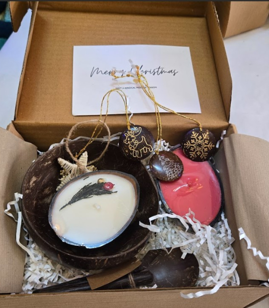 Eco-Friendly Handmade Christmas Coconut Shell Gift Hamper |Gifts Set (#CP0002)