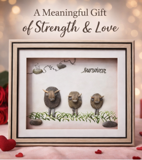 Survivors Pebble Art Frame – Valentine Gift for Him | Handmade Gift for Men - Strength &amp; Resilience Stone Artwork