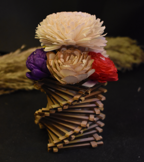 Valentine Designer Bamboo Pen Stand with Shola Flowers | Eco-Friendly Desk Gift – Bhartiye Crafts