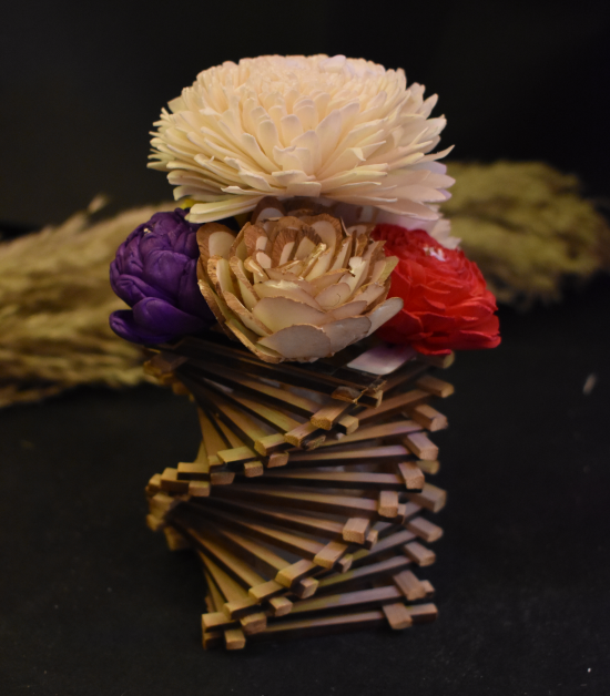 Valentine Designer Bamboo Pen Stand with Shola Flowers | Eco-Friendly Desk Gift – Bhartiye Crafts