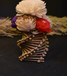 Valentine Designer Bamboo Pen Stand with Shola Flowers | Eco-Friendly Desk Gift – Bhartiye Crafts