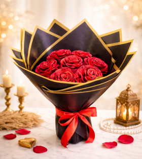 Romantic Red Rose Shola Flower Bouquet for Valentine’s Day | Eco-Friendly Gift – Bhartiye Crafts
