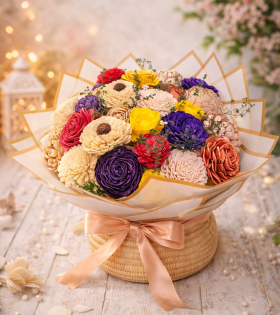 Valentine Gift Shola Flower Basket | Reusable Sabai Grass Flower Arrangement