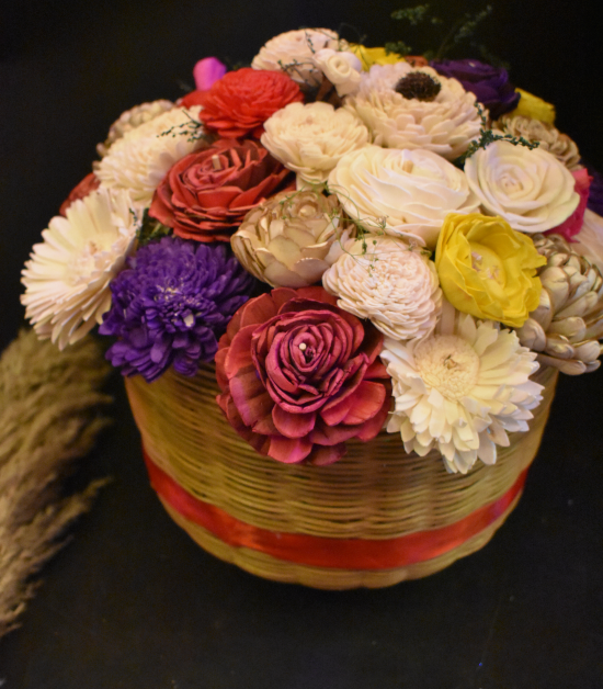 Valentine Shola Flower Basket in Bamboo | Romantic Eco-Friendly Gift – Bhartiye Crafts