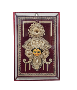 Divine Grace – Handmade Goddess Jute Wall Art Frame-Maa Durga Face (#JP0001)