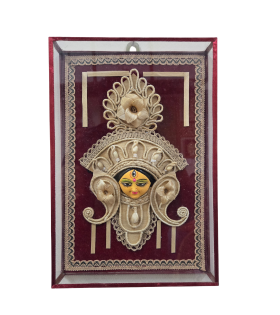 Divine Grace – Handmade Goddess Jute Wall Art Frame-Maa Durga Face (#JP0001)