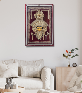 Divine Grace – Handmade Goddess Jute Wall Art Frame-Maa Durga Face (#JP0001)
