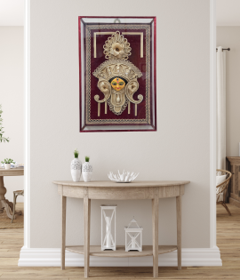 Divine Grace – Handmade Goddess Jute Wall Art Frame-Maa Durga Face (#JP0001)
