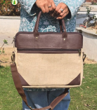 Bhartiye Crafts | Eco-Friendly Jute Laptop Bag with Rexin Finish | Artisan Made in Jharkhand