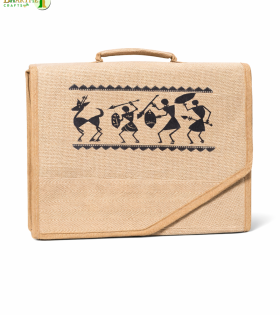 Bhartiye Crafts | Premium Jute Office Laptop Bag with Tribal Art |Artisans from Jharkhand