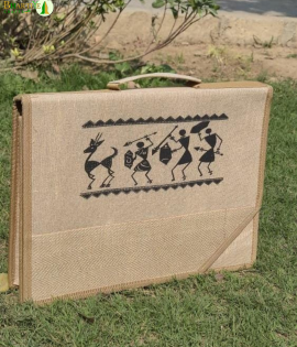 Bhartiye Crafts | Premium Jute Office Laptop Bag with Tribal Art |Artisans from Jharkhand