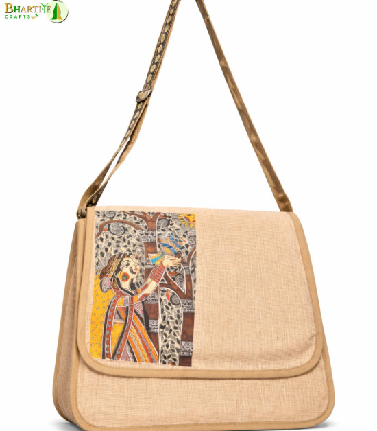 Bhartiye Crafts | Jute Sling Bag with Madhubani Art | Artisans from Jharkhand