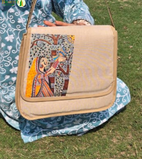 Bhartiye Crafts | Jute Sling Bag with Madhubani Art | Artisans from Jharkhand