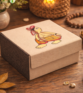 Bhartiye Crafts | Handmade Jute Fabric Storage Box with Lid | Jharkhand Artisans Craft | Eco-Friendly Organizer