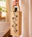 Bhartiye Crafts | Handcrafted Jute Bottle Bag with Embroidery | Eco Friendly Wine Carry Bag | Artisans from Jharkhand