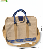 Bhartiye Crafts | Premium Jute Laptop Office Bag with Blue Handle | Artisans from Jharkhand