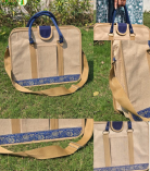 Bhartiye Crafts | Premium Jute Laptop Office Bag with Blue Handle | Artisans from Jharkhand