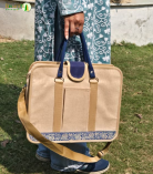 Bhartiye Crafts | Premium Jute Laptop Office Bag with Blue Handle | Artisans from Jharkhand
