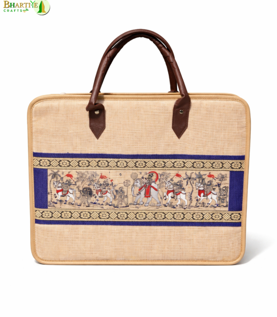 Bhartiye Crafts | Handmade Jute Laptop Bag with Traditional Art | Artisans from Jharkhand