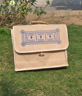 Bhartiye Crafts | Handcrafted Jute Office Bag with Tribal Print | Artisans from Jharkhand