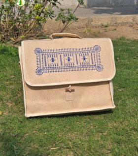 Bhartiye Crafts | Handcrafted Jute Office Bag with Tribal Print | Artisans from Jharkhand