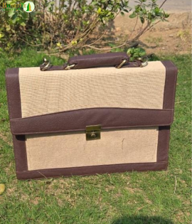 Bhartiye Crafts |  Handmade Jute Office Bag for Men &amp; Women | Eco-Friendly Laptop Briefcase | Jharkhand Artisans