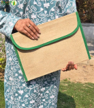 Bhartiye Crafts | Eco-Friendly Jute File Folder with Green Border | Handmade by Artisans from Jharkhand