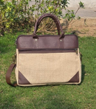 Bhartiye Crafts | Eco-Friendly Jute Laptop Bag with Rexin Finish | Artisan Made in Jharkhand